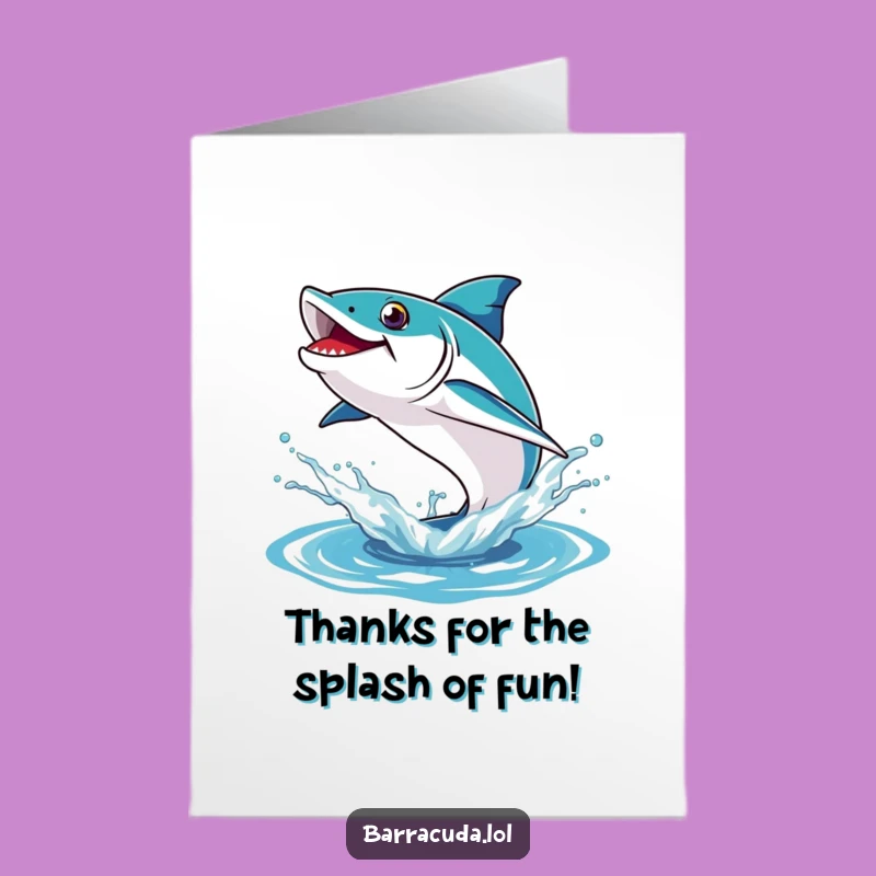Free Printable Thank You Card: Jumping Barracuda Splash for a Fun Downloadable Gift