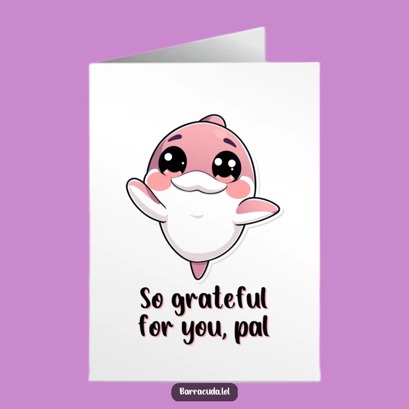 Free Printable Kawaii Barracuda Thank You Card: Friendly Wave Download