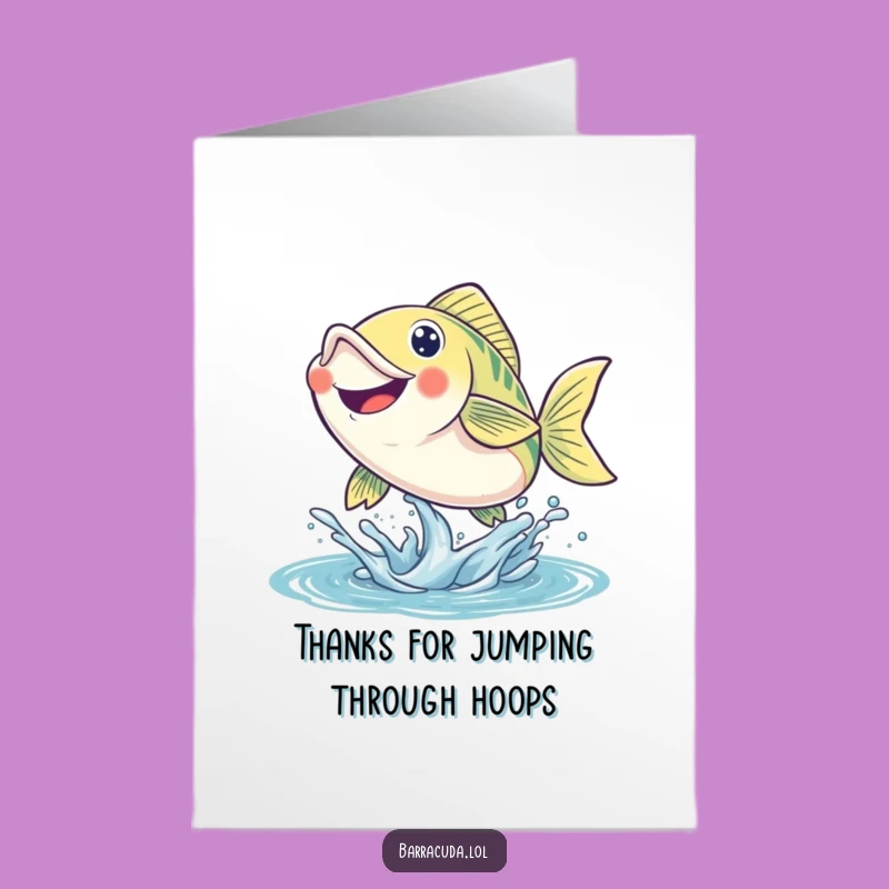 Free Printable Thank You Card: Energetic Fish Splash, Grateful Downloadable Gift for Thanks