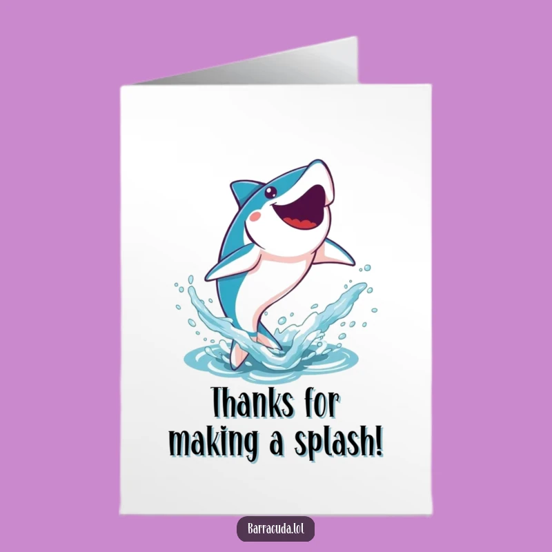 Free Printable Kawaii Barracuda Thank You Card: Splashy Gratitude Downloadable Gift