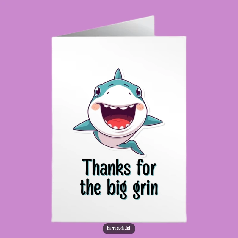 Free Printable Thank You Card: Kawaii Barracuda Grin Expressing Thanks
