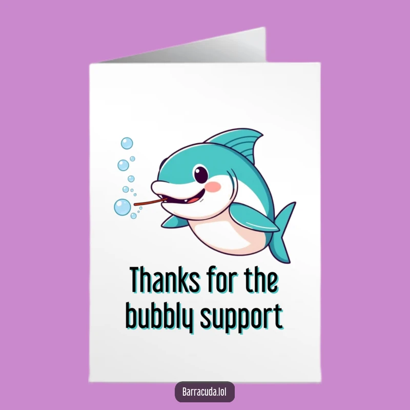 Free Printable Thank You Card: Barracuda Bubbles Expressing Gratitude with Humor