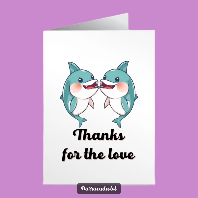 Free Printable Kawaii Barracuda Thank You Card: Fish Kiss Download