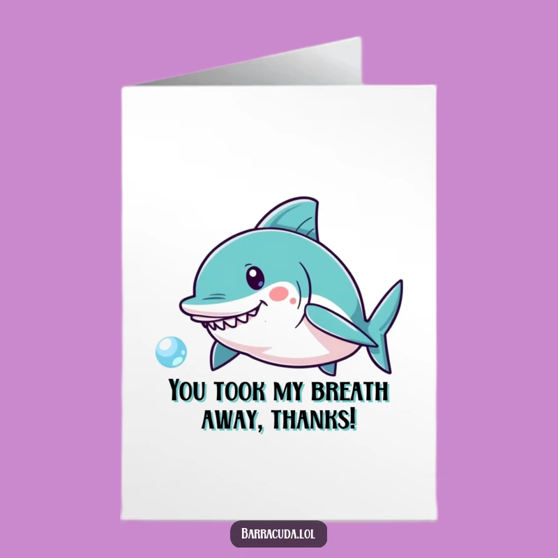 Free Printable Thank You Card: Barracuda Bubble Chase, Downloadable Funny Gift