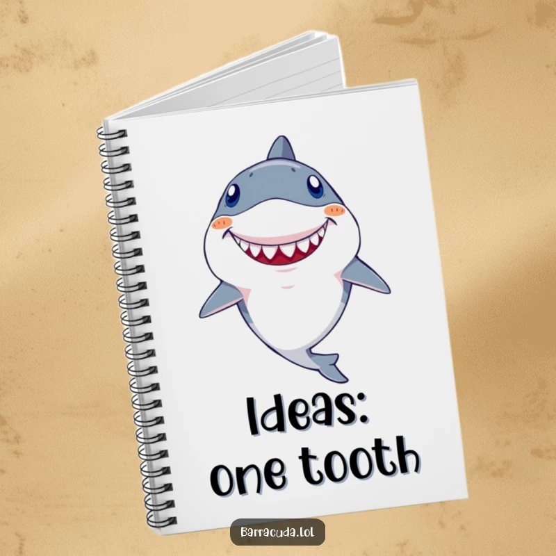 Funny Kawaii Barracuda Notebook: Cover features a cute fish with a distinctive goofy tooth, grinning widely, ready for your notes.