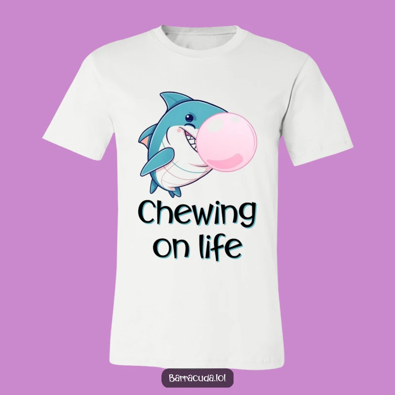 Funny Barracuda Bubble T-Shirt - Mischievous Grin Chewing Humor Tee Gift