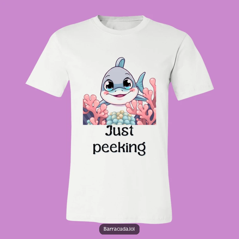 Funny Curious Barracuda Peek T-Shirt - Playful & Hilarious Ocean Explorer Gift!