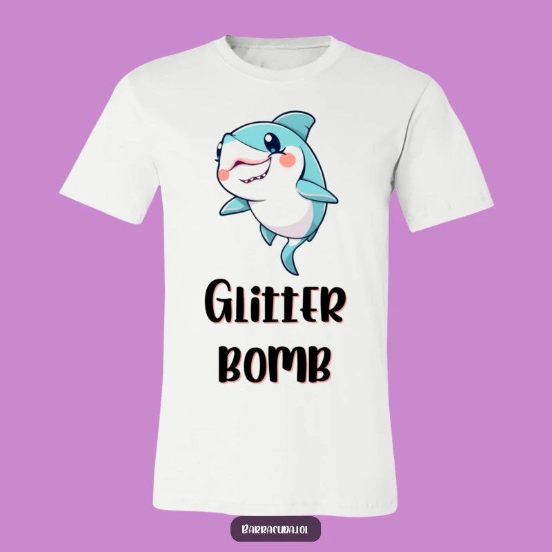 Funny Kawaii Barracuda Wink T-Shirt - Glamorous Ocean Humor Tee