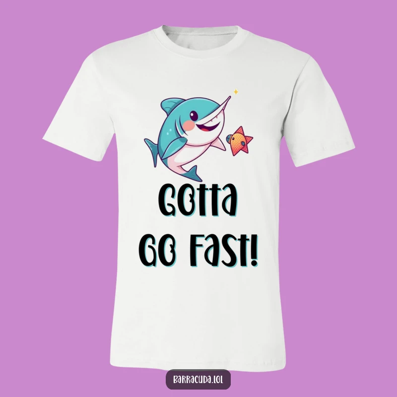 Funny Kawaii Barracuda T-Shirt: Glee-Filled Fish Chase Graphic Tee