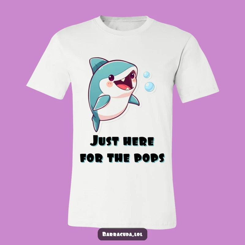Funny Barracuda Bubble Chase T-Shirt: Playful Fish Tee, Ideal Humorous Gift for Marine Life Fans