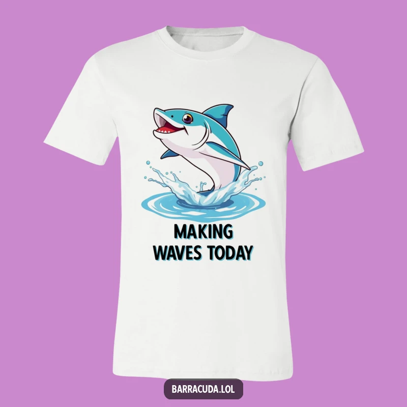 Funny Barracuda T-Shirt: Playful Leap from Water, Dynamic Action, Ideal Humorous Gift