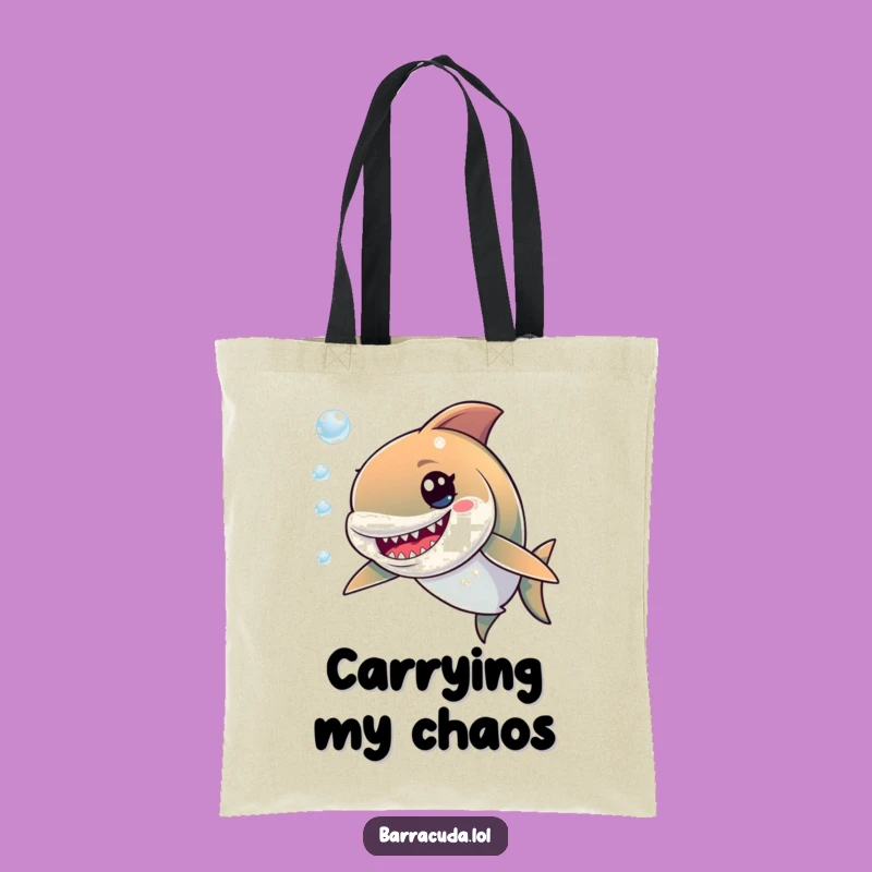 Funny Barracuda Tote Bag: Chasing Bubbles with a Mischievous Grin, Chic Humorous Gift
