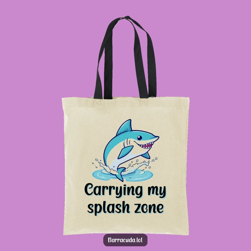 Funny Kawaii Barracuda Leaping Tote Bag - Hilarious Splash Shopping Bag