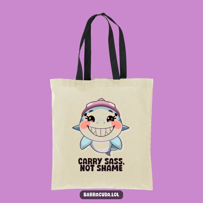 Funny Barracuda Grin Tote Bag: Carry Your Essentials With a Big Smile