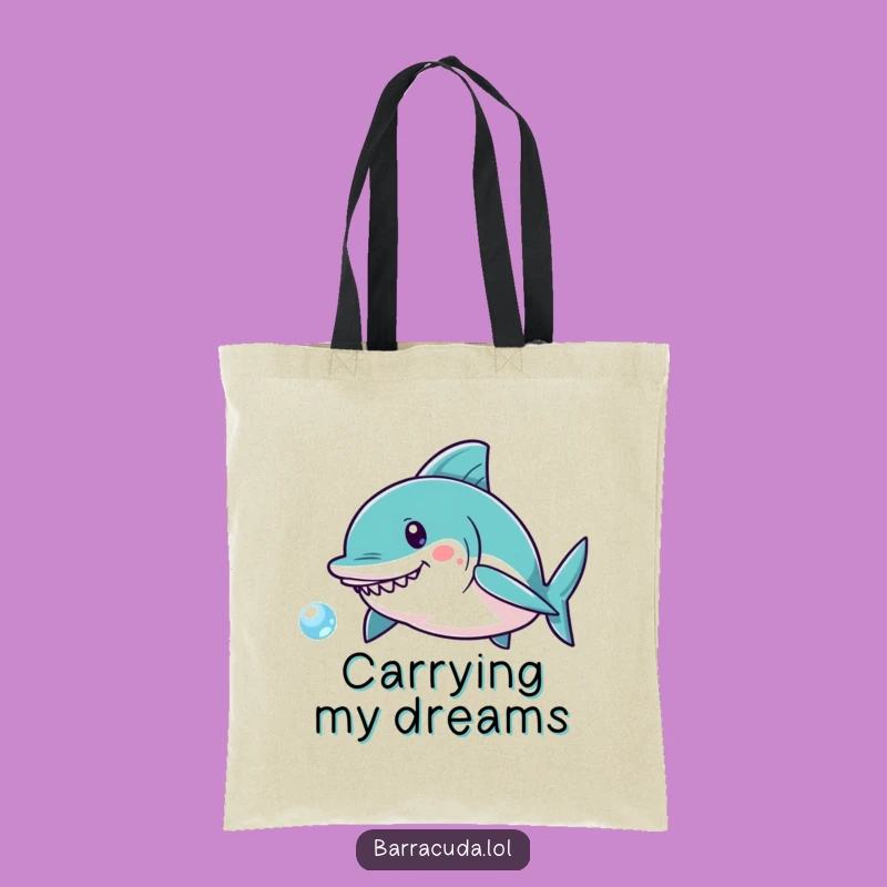 Funny Kawaii Barracuda Tote Bag: Playful Bubble Chase Style, Carry Your Fun