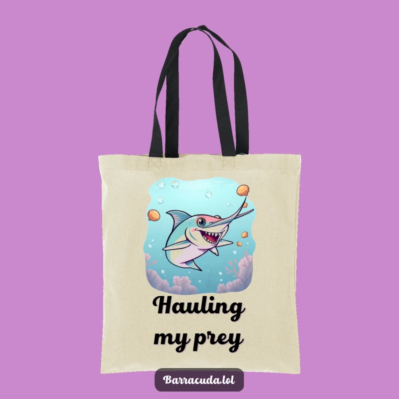 Funny Energetic Barracuda Tag Tote Bag - Carry Your Game On!