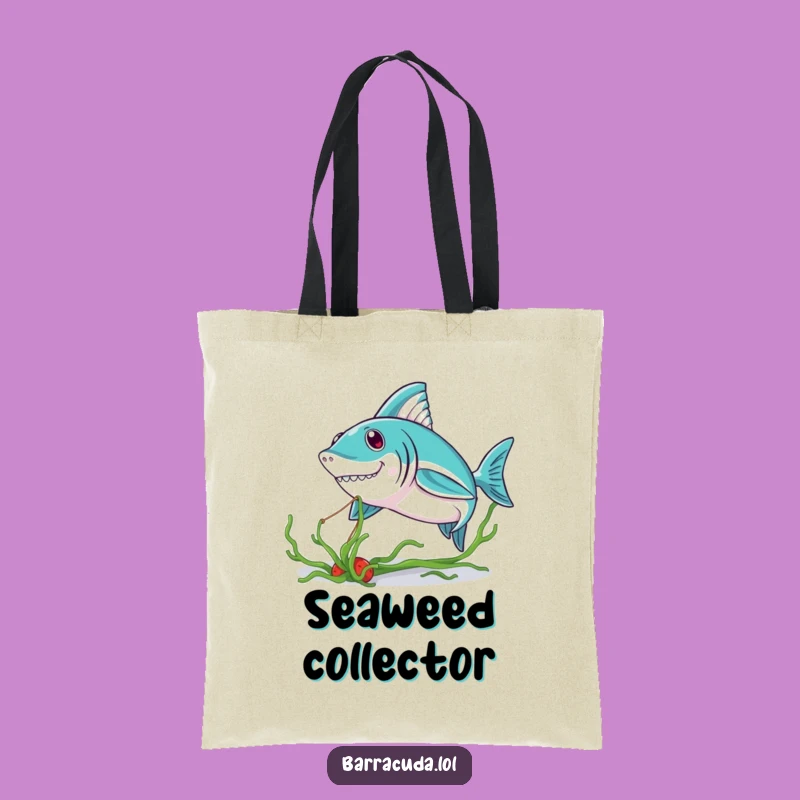 Funny Kawaii Barracuda Seaweed Tug Tote Bag - Stylish Eco-Friendly Humor